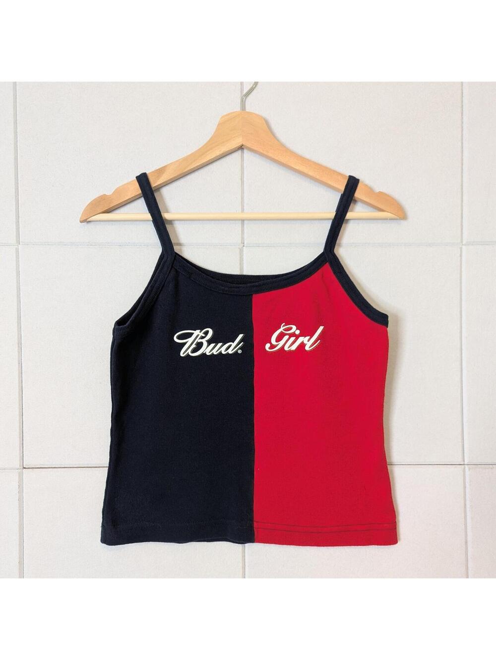Vintage 90s y2k 100% cotton Bud Girl cami tank